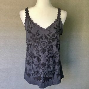 Sundance Charcoal Cotton Crochet Embroidered Tank NWT Size Small